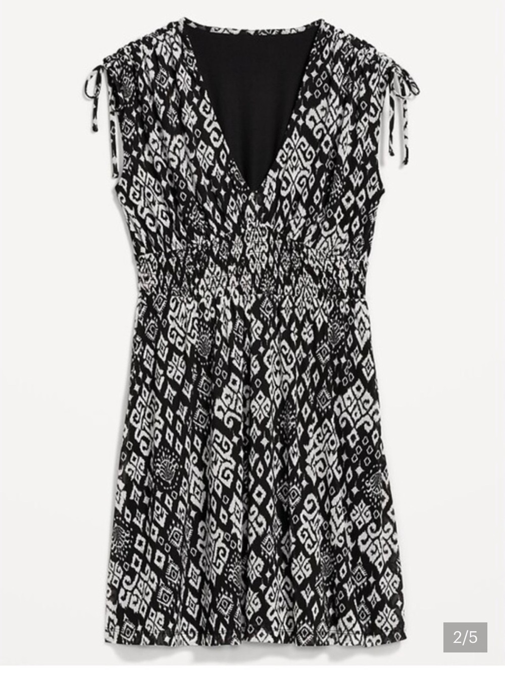 ❤️‍🔥BOGO FREE NWOT Old Navy Black White Tie-Shoulder Waist-Defined Dress Medium